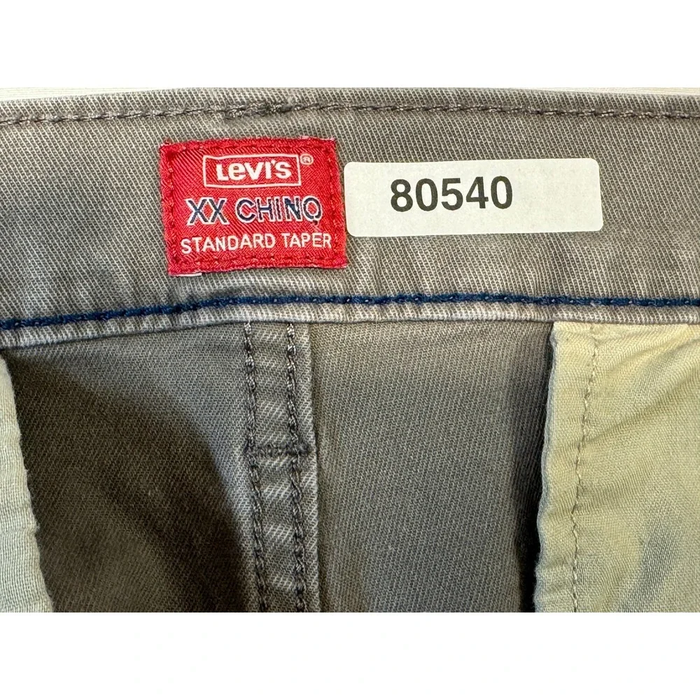 Levis XX Chino Standard Taper Pants Mens 34x29 Gray Stretch Twill Casual 80540